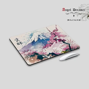 TAPIS DE SOURIS Japonais Paysage Mont Fuji Sakura Encre Calligraphie Manga Animé - Photo 1/4