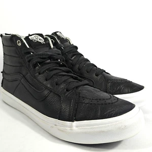 Vans Sk8-Hi Shoes Mens Size 8 Womens 9.5 Black Leather Unisex Sneakers Hologram - Picture 1 of 21