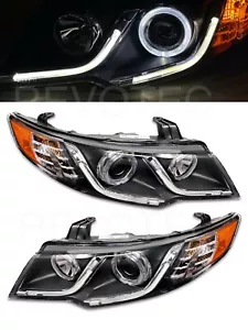 G3 Halo LED Bar Black Projector Headlights For 2010-2013 Kia Forte & Forte Koup - Picture 1 of 4