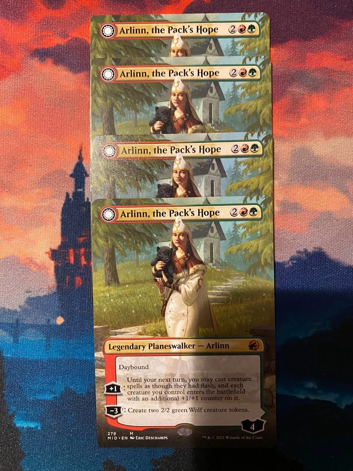 MTG Innistrad Midnight Hunt Arlinn the Pack's Hope Borderless x 4 - Image 1 of 1