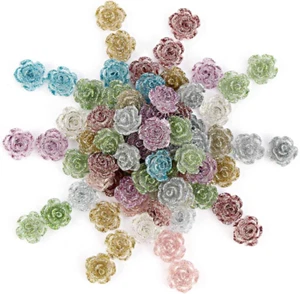 100 Pcs Flatback Rose Charms Rose Flower Cabochons Resin Rose Beads Embellishmen - Picture 1 of 12