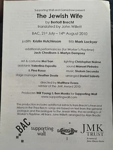 The Jewish Wife Jerwood Theatre Programme Bertolt Brecht - Picture 1 of 1