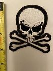 Skull And Crossbones Embroidered Biker Patch. With Iron Backing.