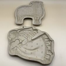 Vintage 1983 Brown Bag Art Cookie Mold Wooly Sheep And 1987 Angel With Heart Set