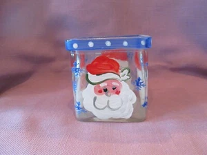 Ganz Handpainted Santa Glass Votive Holder Square 3" Bella Casa - Imagen 1 de 4