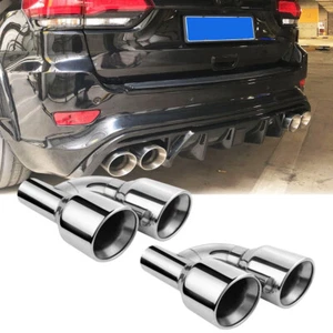 Dual 4" Quad Style Stainless Steel Exhaust Tip Slant Cut For Jeep Grand Cherokee - Picture 1 of 12
