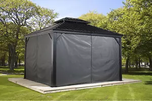 Sojag Polyester Curtains for Monaco Messina Mykonos Gazebos, Grey - Picture 1 of 9