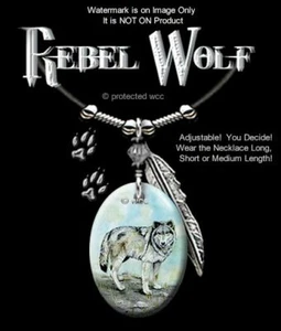 REBEL WOLF NECKLACE PENDANT CHARM - WILD WEST WOLVES JEWELRY ART 24" FREE SHIP' - Picture 1 of 9