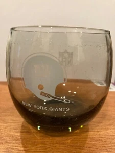 Vintage 1970's NFL New York Giants Smoked Glass Low Ball/Whiskey-NEVER USED - Picture 1 of 4