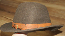 VTG The Natural By Bollman 100% Wool USA Size M Brown Leather Band Fedora Hat