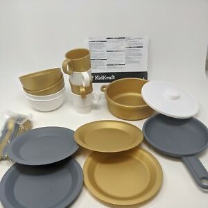 27 Piece Plastic Cookware Set Kidkraft Modern Metallics 