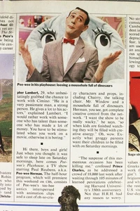 Artículo Pee-wee's Playhouse - Revista Time sección "Personas" - Septiembre 1986 - Raro - Imagen 1 de 2