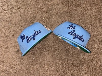 Mitchell & Ness LA Lakers Madera Dura HWC JOCKEY PARCHE LATERAL BEBÉ Azul Snapback Sombrero Foto 1 de 4