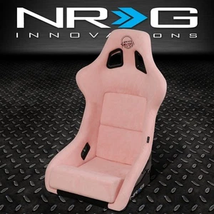 NRG INNOVATIONS LARGE FIBERGLASS PRISMA FIXED BACK FULL BUCKET RACING SEAT PINK - Picture 1 of 8