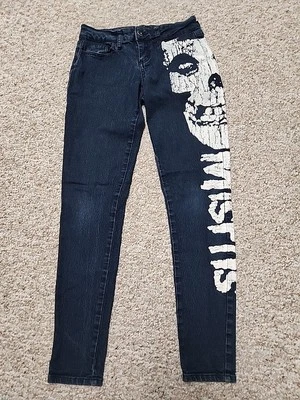 MISFITS 铁拳 3 码朋克摇滚弹力紧身牛仔裤 28x30 — 第 1/4 张图片