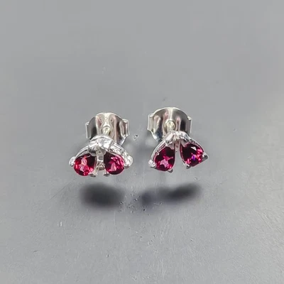 Pendientes de piedras preciosas Pendientes de rodolita natural Plata de ley 925/E129849 Foto 1 de 4