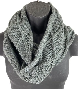 Gray/Blue Chunky Cable Knit Circle Infinity Scarf - Picture 1 of 5