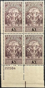 U.S. Scott #897, Plate Block of 4, 50th Anniv Wyoming Statehood, VF, MNH - Picture 1 of 2