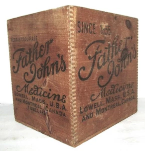 Early Father John's Medicine Lowell Ma Wood Shipping Crate - Picture 1 of 7
