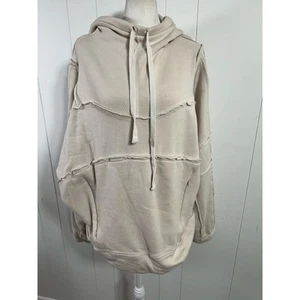Alo Yoga Cream Color Patchwork Oversized Hoodie In Size Large - Picture 1 of 5