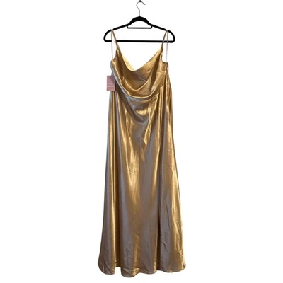 Birdy Grey Lisa Dress Gold Long Satin Gown Curve 1X Bridesmaid Formal Evening - Image 1 of 4