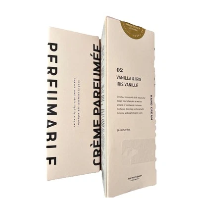 The Face Shop NY Crema de Manos Perfumable Vainilla e Iris Loción Hidratante 1.69 OZ Foto 1 de 3