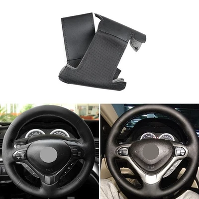 Cubierta de moldura de volante de cuero negro hágalo usted mismo para Acura TSX Sport Wagon 2011 2012 Foto 1 de 4