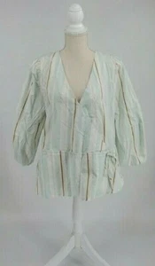 A New Day Mint Stripe 3/4 Sleeve Wrap V-Neck Top Women's Extra Large - Picture 1 of 5