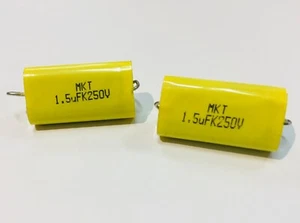 COPPIA CONDENSATORI NON POLARIZZATI 1,5 uF 250v POLIESTERE FILTRI TWEETER - Foto 1 di 1