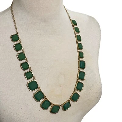 Kate Spade Frame of Mind Statement Necklace Graduated Dark Green & Gold Squared - Image 1 of 4