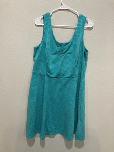 Enfocus Dress Women’s 18W Sleeveless teal polka dots short summer dress - Picture 1 of 8