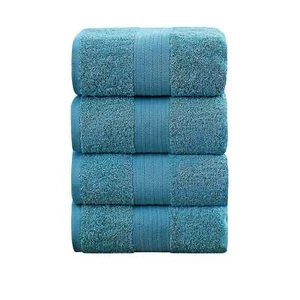 Linenland 4 Piece Cotton Bath Towels Set - Blue - Picture 1 of 4