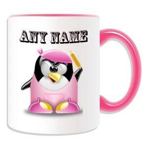 Regalo Personalizado Taza Pingüino Panadero Caja de Dinero Taza Chef Niña Nombre Personalizado Té - Imagen 1 de 20