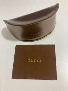 Gucci Bronze Soft Clam Shell Eyeglasses Sunglasses Case Cleaning Cloth