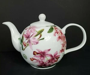 Kew Royal Botanic Garden 4 Arten von violetten lila Orchideen Teekanne Porzellan - Bild 1 von 9