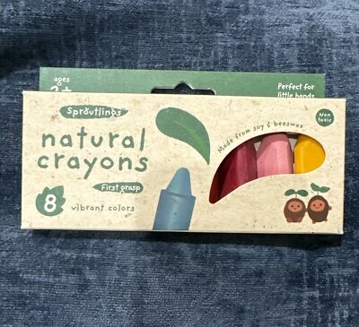Crayones naturales de soja y cera de abejas Sproutlings 8 piezas, vibrantes, primer agarre Foto 1 de 4