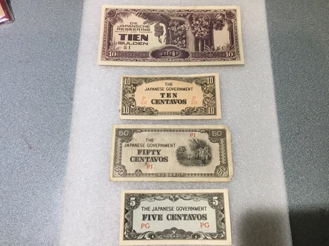 WWII WW2 Occupation JAPAN Japanese Invasion money Lot of 4 notes, Free Shipping Cover