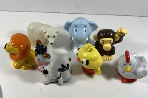 Lot of 7 Fisher Price Little People Elephant Cows Monkey Lion Chicken Polar Bear - Picture 1 of 6