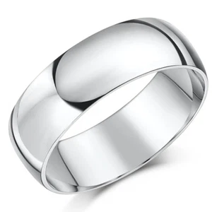 Palladium Wedding Ring 7mm Men's Band Heavy Weight 'D' Shaped Ring UK Hallmarked - Picture 1 of 6