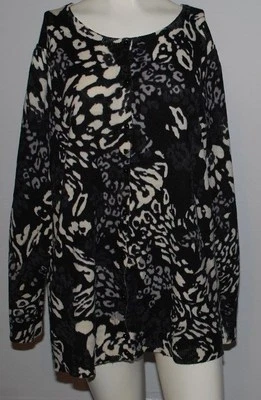 Suéter East 5th Mujer Talla Grande 3X Cárdigan Negro Gris Crema Estampado Carrera Suave Foto 1 de 2