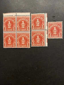 Us Stamp Scott #J79 Half cent Postage Due Block Of 4,Pair,& Single MNH - Picture 1 of 2