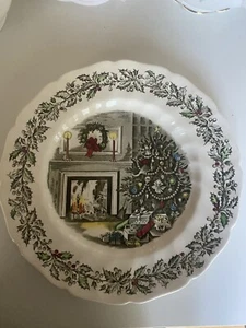 "Plato de cena de Feliz Navidad Johnson Bros Ironstone Inglaterra 10,5"" de ancho usado en excelente estado" - Imagen 1 de 4