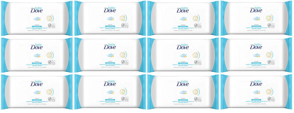 Dove Baby Wipes, Rich Moisture, Gentle As Water, 50 Wipes (12 Pack)