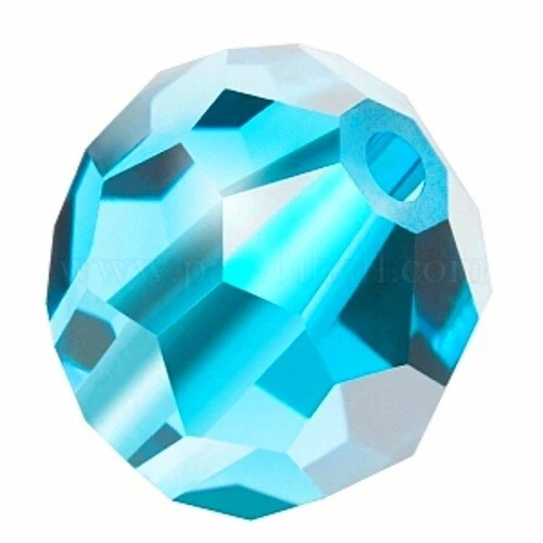 Preciosa Czech Crystal Faceted, 6mm, 451 19 602 Round, 24 Pce, Aqua Bohemia - Image 1 of 1