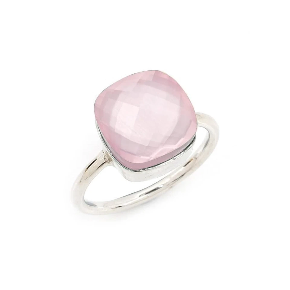 Rose Quartz Ring, 925 Silver Sterling, Gemstone Ring, Handmade Ring, ,All Size - Image 1 of 3