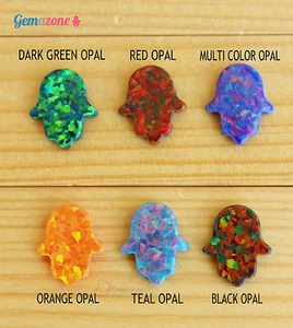 Hamsa Hand Fatimas Charm Anhänger Multi Color Feueropal Charm Kabbala Amulett - Bild 1 von 8
