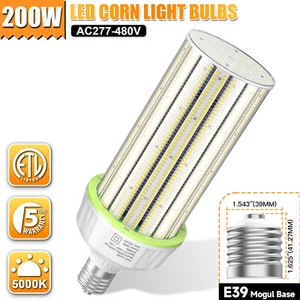 277-480V 200W LED Corn Light Bulb Industrial Warehouse Garage Commercial Lamp - Picture 1 of 16