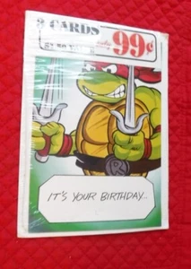 VTG 1989  3 Teenage Mutant Ninja Turtles Happy Birthday Greeting Card TMNT  NIP - Picture 1 of 2