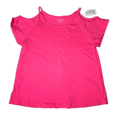 Children’s Place T Shirt Top Tee Pink Cold Shoulder | Girl Size Medium - Image 1 of 3