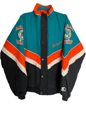 Винтажный 90-х стартер NFL Miami дельфинов стартер куртка молодежный размер XL без капюшона VGUC - Изображение 1 из 4
